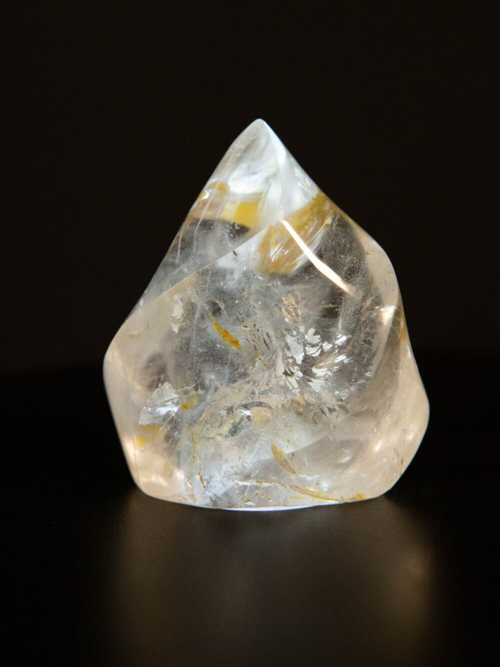 AA+ Clear Quartz Flame Crystal Rainbow & Golden Healer Inclusions 2.5” - Picture 14 of 16